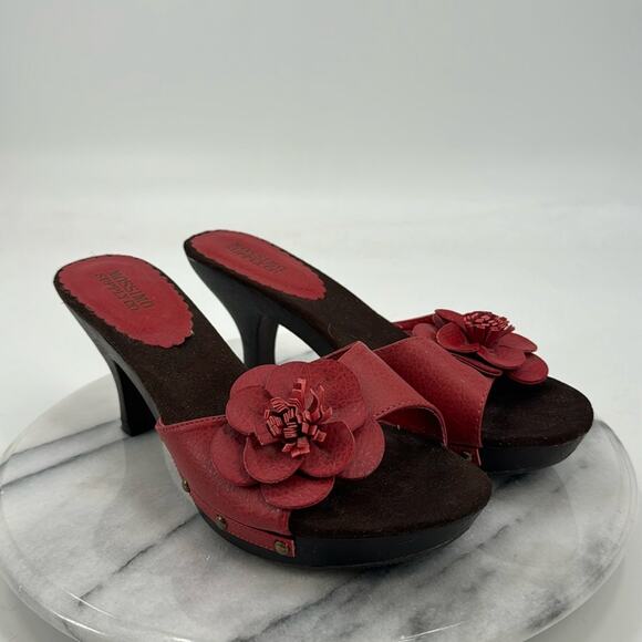 Vintage Y2K red rosette mossimo supply co peep toe heels - Picture 1 of 6